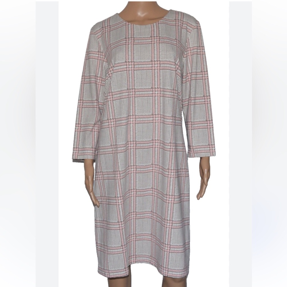 J. McLaughlin Sophia career sheath Gray Plaid Long Sleeve Dress - Picture 8 of 8
